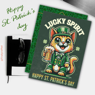 Cartes Pour Fêtes Annuelles Joyeux St. Patrick's Day Celtic Irish Lucky Cat