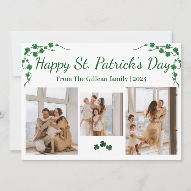 Cartes Pour Fêtes Annuelles Joyeux St. patrick's day Famille Shamrock 3 photo (Devant)