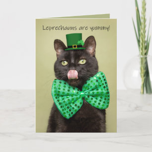 Cartes Pour Fêtes Annuelles Joyeux St. Patrick's Day Funny Black Cat