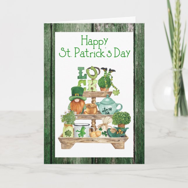 Cartes Pour Fêtes Annuelles Joyeux St. Patrick's Day Green WoodCarte postale H (Devant)