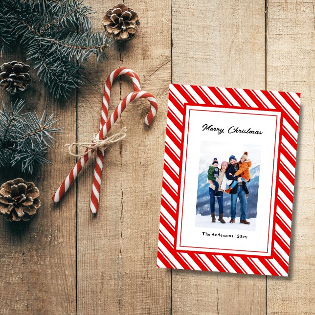 Cartes Pour Fêtes Annuelles Joyeux Sucre de canne de Noël Photo personnalisée (Créateur téléchargé)