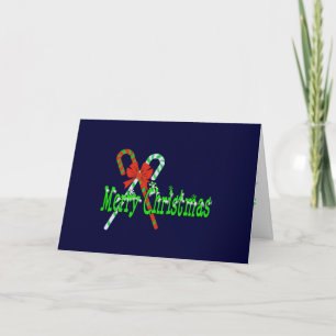 Cartes Pour Fêtes Annuelles Joyeux Sucres de canne de Noël avec Red Bow