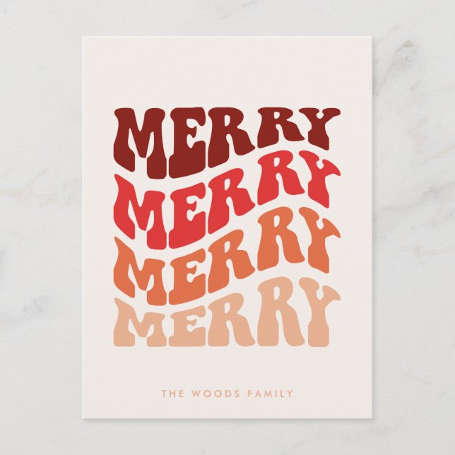 Cartes Pour Fêtes Annuelles Joyeux Super Wavy Red Typographie Noël (Devant)