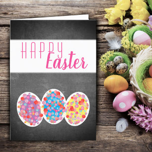 Cartes Pour Fêtes Annuelles Joyeux tableau de bord des oeufs de Pâques colorés