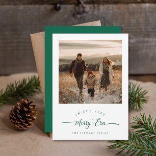 Cartes Pour Fêtes Annuelles Joyeux temps amusant unique photo vert Noël