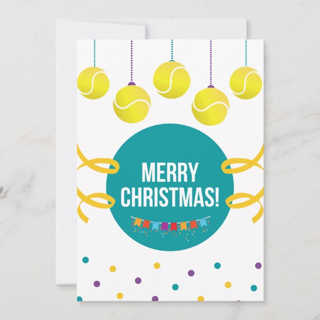Cartes Pour Fêtes Annuelles Joyeux Tennis Xmas Fun Sport Festif Ball (Devant)