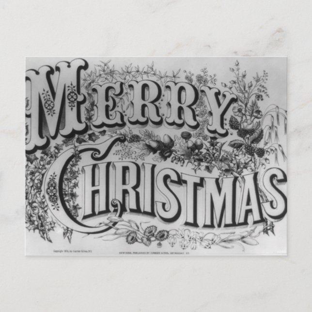 Cartes Pour Fêtes Annuelles Joyeux texte de Noël (Devant)
