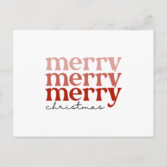 Cartes Pour Fêtes Annuelles Joyeux texte de Noël Salutation rouge et blanc (Devant)