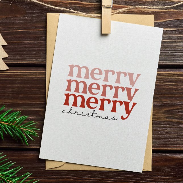Cartes Pour Fêtes Annuelles Joyeux texte de Noël Salutation rouge et blanc (Créateur téléchargé)