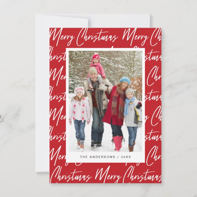 Cartes Pour Fêtes Annuelles Joyeux texte de script de photos lettres de Noël (Devant)