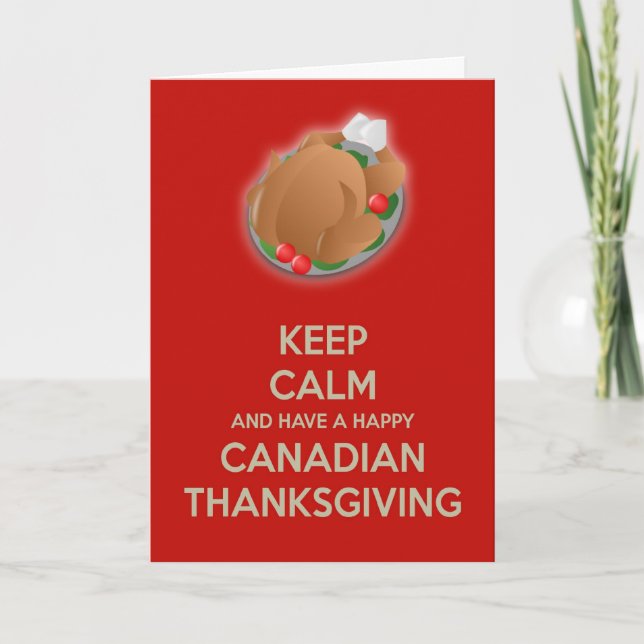 Cartes Pour Fêtes Annuelles Joyeux Thanksgiving canadien avec dîner de dinde (Devant)