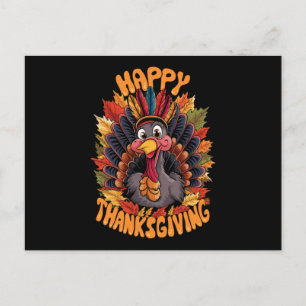 Cartes Pour Fêtes Annuelles Joyeux Thanksgiving Dinde Famille Automne