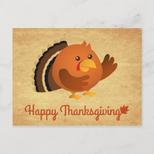 Cartes Pour Fêtes Annuelles Joyeux Thanksgiving, Dinde ronde mignonne