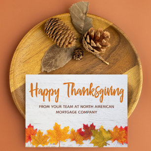 Cartes Pour Fêtes Annuelles Joyeux Thanksgiving Feuilles d'automne Entreprise