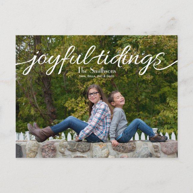 Cartes Pour Fêtes Annuelles Joyeux Tidings Typographie Moderne photo complète (Devant)