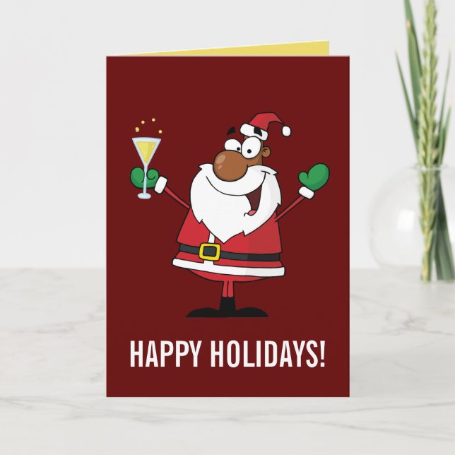 Cartes Pour Fêtes Annuelles Joyeux toast de Black Père Noël (Devant)