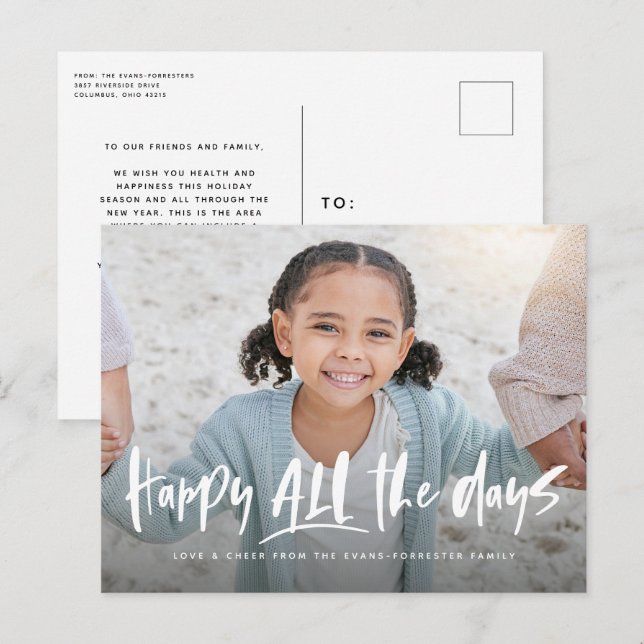 Cartes Pour Fêtes Annuelles Joyeux tous les jours moderne one-photo (Devant / Derrière)