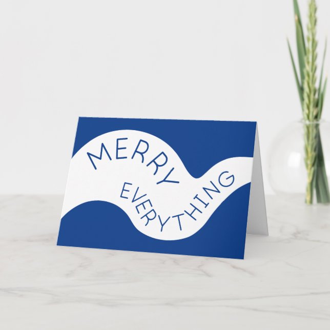 Cartes Pour Fêtes Annuelles Joyeux tout bleu courbe typographie photo (Devant)