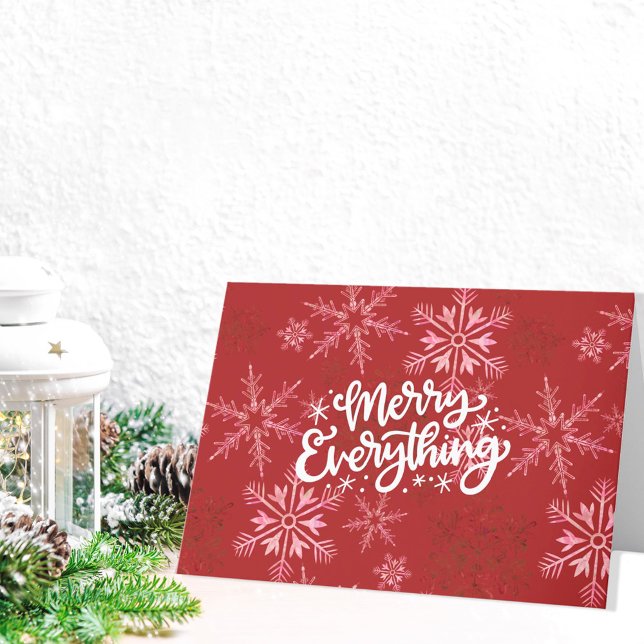 Cartes Pour Fêtes Annuelles Joyeux tout Calligraphie Rouge Flocon de neige (Créateur téléchargé)