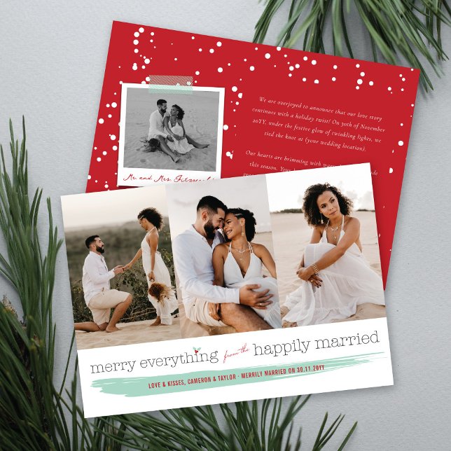 Cartes Pour Fêtes Annuelles Joyeux Tout De La Photo Happily Married 3 (Créateur téléchargé)