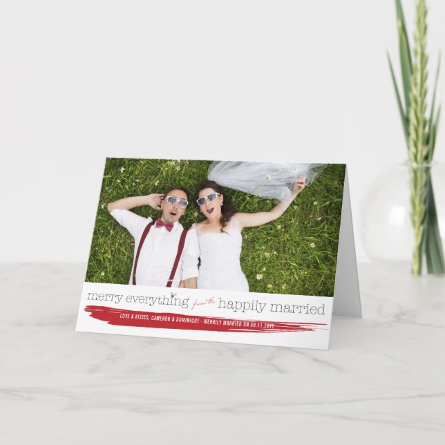Cartes Pour Fêtes Annuelles Joyeux Tout De La Photo Joyeusement Mariée (Devant)