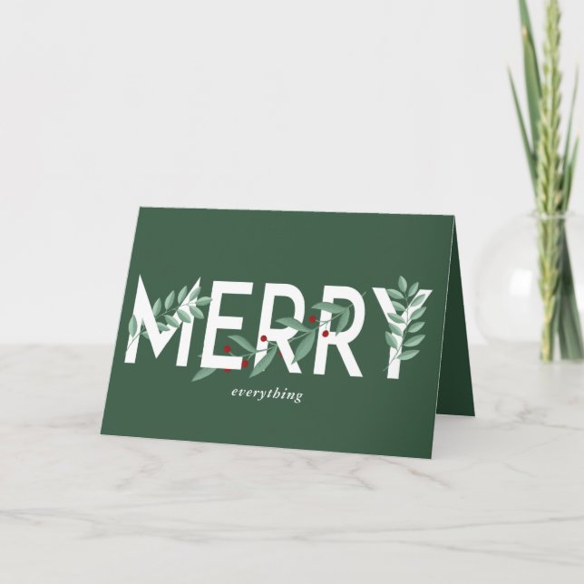 Cartes Pour Fêtes Annuelles Joyeux tout Green Holly Berries Foliing (Devant)