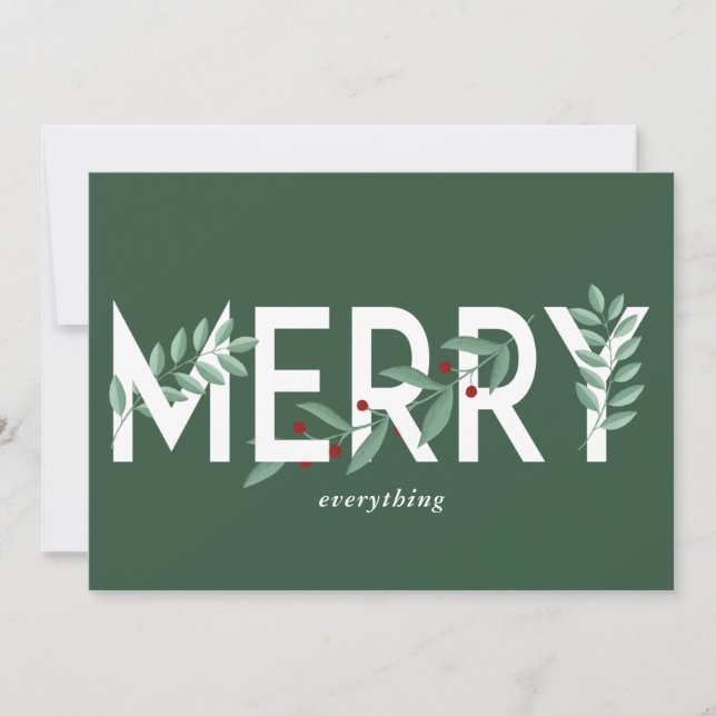 Cartes Pour Fêtes Annuelles Joyeux tout Green Holly Berries Foliing (Devant)