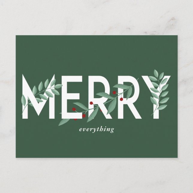 Cartes Pour Fêtes Annuelles Joyeux tout Green Holly Berries Foliing (Devant)