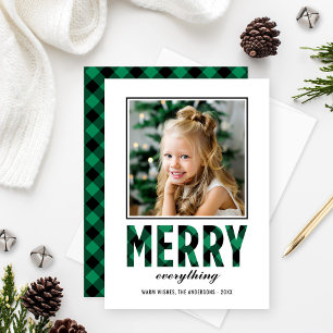 Cartes Pour Fêtes Annuelles Joyeux Tout Moderne Buffle Vert Plaid Photo