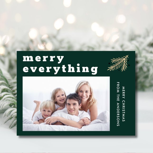 Cartes Pour Fêtes Annuelles Joyeux Tout Moderne Épinette Green Photo (Créateur téléchargé)