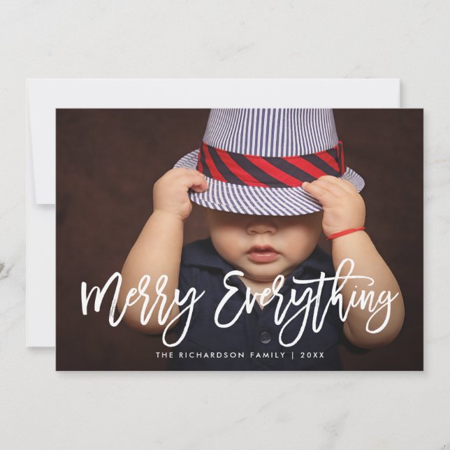 Cartes Pour Fêtes Annuelles Joyeux tout Motif de script élégant et photo (Devant)