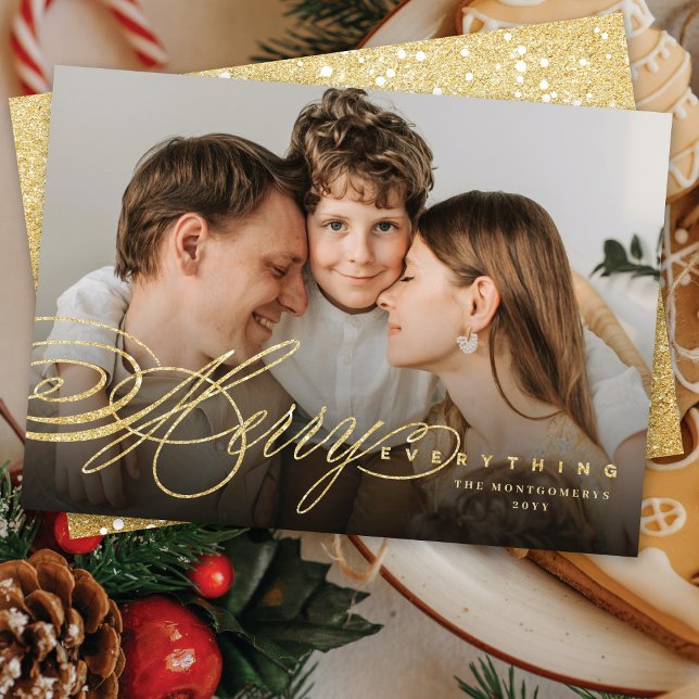 Cartes Pour Fêtes Annuelles Joyeux tout or Parties scintillant Script Classic  (Créateur téléchargé)