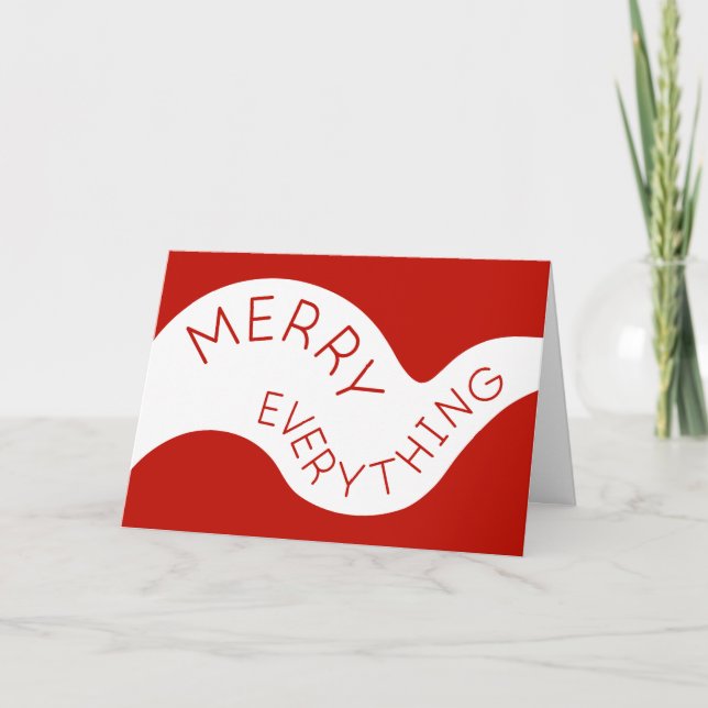 Cartes Pour Fêtes Annuelles Joyeux tout rouge courbe typographie (Devant)