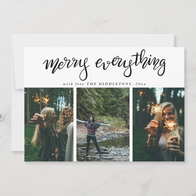 Cartes Pour Fêtes Annuelles Joyeux tout | Script Trois vacances photo (Devant)