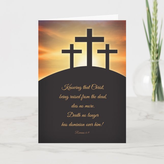 Cartes Pour Fêtes Annuelles Joyeux Trois Croix de Pâques sur le Calvaire (Devant)