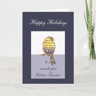 Cartes Pour Fêtes Annuelles Joyeux vacances Guitare Enseignant Musique Note Oi