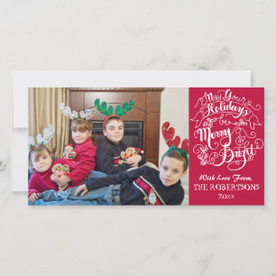 Cartes Pour Fêtes Annuelles Joyeux Vacances Lumineuses Aqua Photo moderne Noël