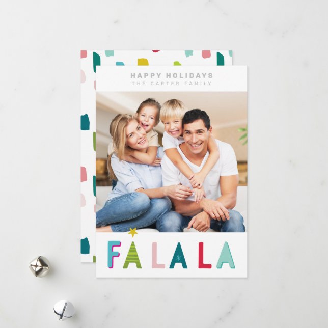 Cartes Pour Fêtes Annuelles JOYEUX VACANCES Noël citation falala typographie (Devant/Arrière en situation)