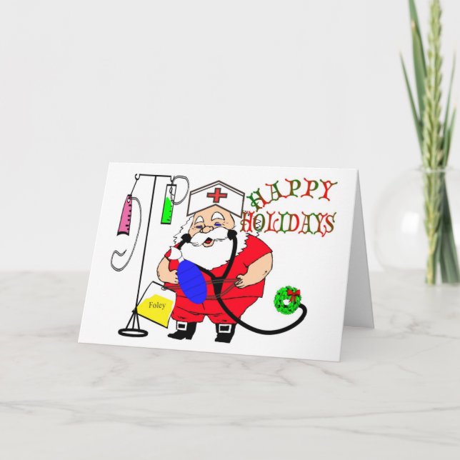 CARTES POUR FÊTES ANNUELLES JOYEUX VACANCES PÈRE NOËL CASQUETTE, IV, FOLEY, AM (Devant)