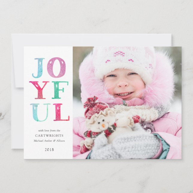 Cartes Pour Fêtes Annuelles JOYEUX VACANCES Whimsical Pastel One Photo (Devant)