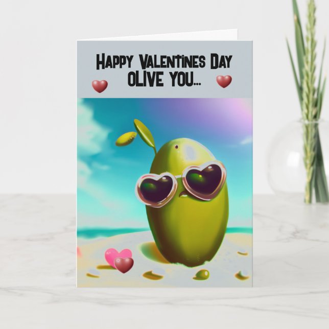 Cartes Pour Fêtes Annuelles Joyeux Valentin Olive You Valentine (Devant)