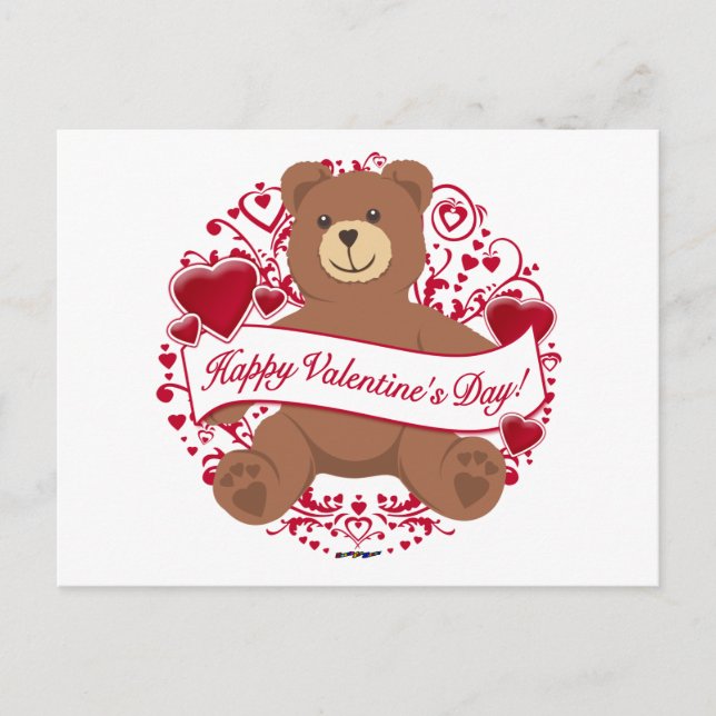 Cartes Pour Fêtes Annuelles Joyeux Valentine ! Teddy bear (Devant)
