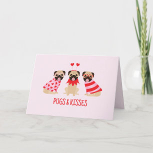 Cartes Pour Fêtes Annuelles Joyeux Valentines Carlins Et Baisers De Bons Chien
