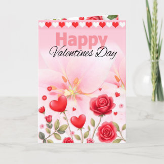 Cartes Pour Fêtes Annuelles Joyeux Valentines Coeurs et Roses de la Journée