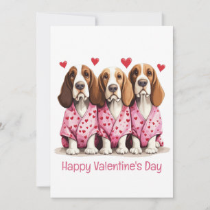 Cartes Pour Fêtes Annuelles Joyeux Valentines Day Basset Hound Dogs