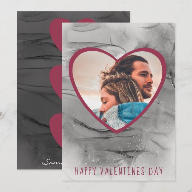 Cartes Pour Fêtes Annuelles Joyeux Valentines Day Black & Red Hearts Holiday C (Devant / Derrière)