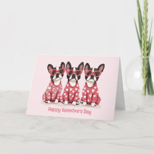 Cartes Pour Fêtes Annuelles Joyeux Valentines Day Boston Terrier Chiens