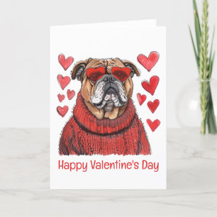 Cartes Pour Fêtes Annuelles Joyeux Valentines Day English Bulldog