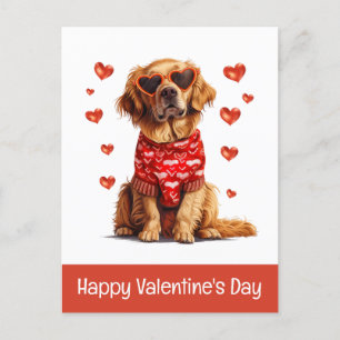 Cartes Pour Fêtes Annuelles Joyeux Valentines Day Golden Retriever Chien
