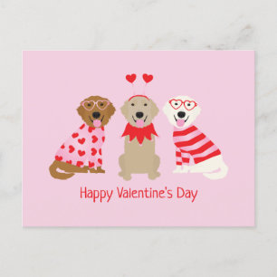 Cartes Pour Fêtes Annuelles Joyeux Valentines Day Golden Retriever Dogs